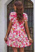 Floral V-Neck Short Sleeve Dress - Guy Christopher