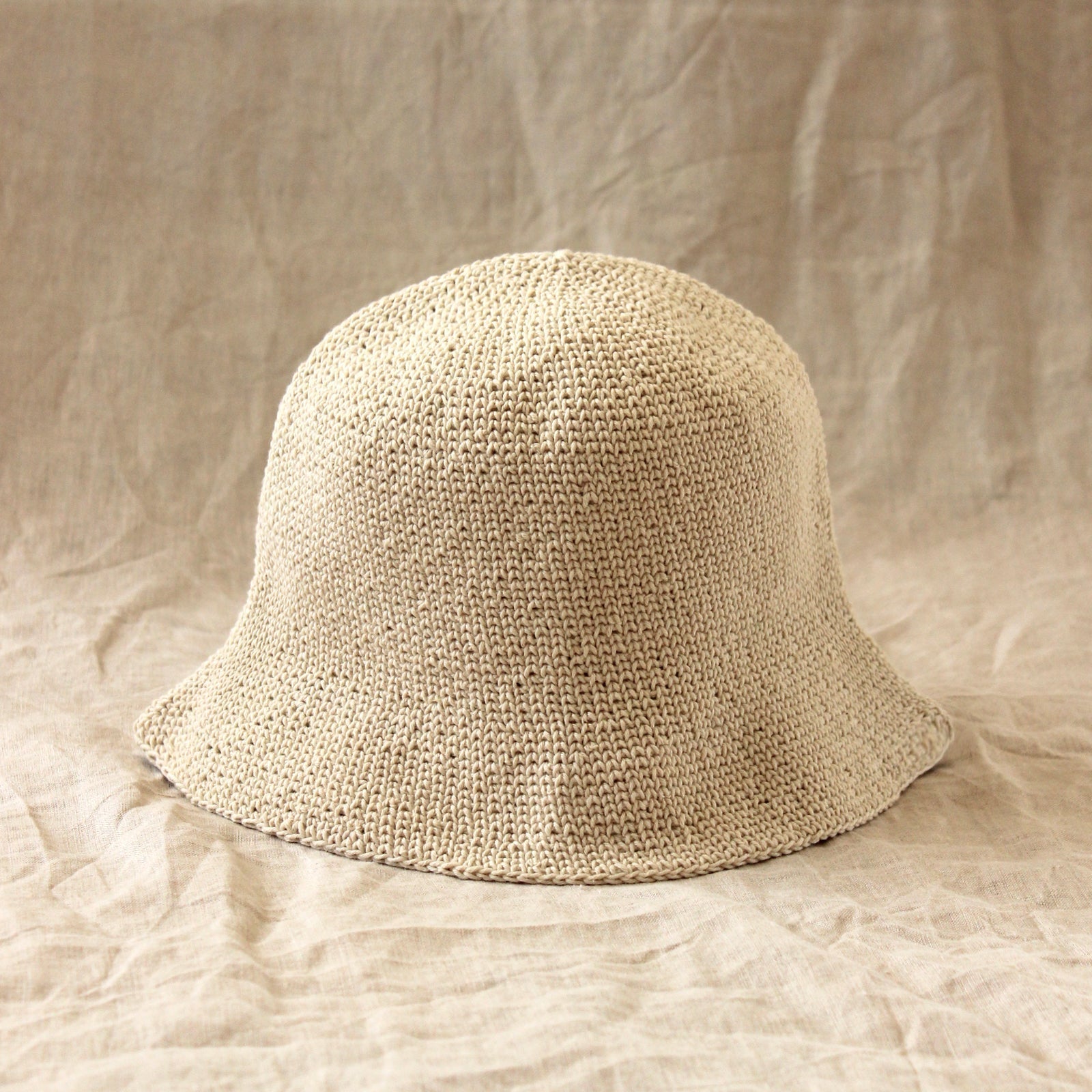 FLORETTE Crochet Bucket Hat In Nude White - Guy Christopher
