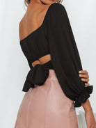 Flounce Sleeve Tie Back Blouse - Guy Christopher