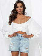 Flounce Sleeve Tie Back Blouse - Guy Christopher