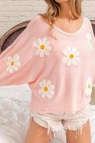 Flower Pattern Long Sleeve Sweater - Guy Christopher