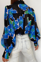 Flower Print Collared Neck Lantern Sleeve Shirt - Guy Christopher