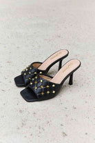 Forever Link Square Toe Quilted Mule Heels in Black - Guy Christopher