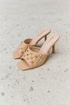 Forever Link Square Toe Quilted Mule Heels in Nude - Guy Christopher