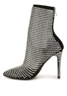 Fortunate Rhinestones Embellished Mesh Boots - Guy Christopher