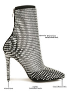 Fortunate Rhinestones Embellished Mesh Boots - Guy Christopher