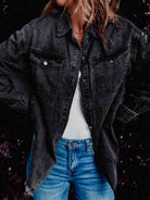 Frayed Hem Collared Denim Jacket - Guy Christopher