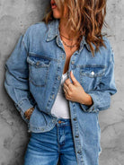 Frayed Hem Collared Denim Jacket - Guy Christopher