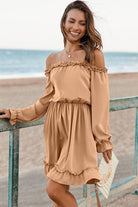 Frill Off-Shoulder Flounce Sleeve Dress - Guy Christopher