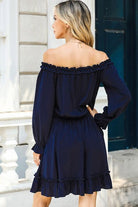 Frill Off-Shoulder Flounce Sleeve Dress - Guy Christopher