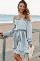 Frill Off-Shoulder Flounce Sleeve Dress - Guy Christopher