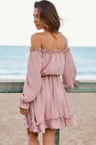 Frill Off-Shoulder Flounce Sleeve Dress - Guy Christopher