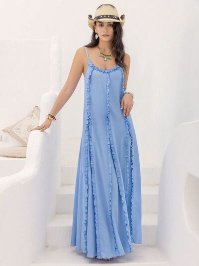 Frill Scoop Neck Maxi Cami Dress - Guy Christopher