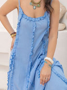 Frill Scoop Neck Maxi Cami Dress - Guy Christopher