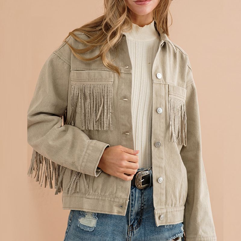 Fringe Detail Dropped Shoulder Denim Jacket - Guy Christopher