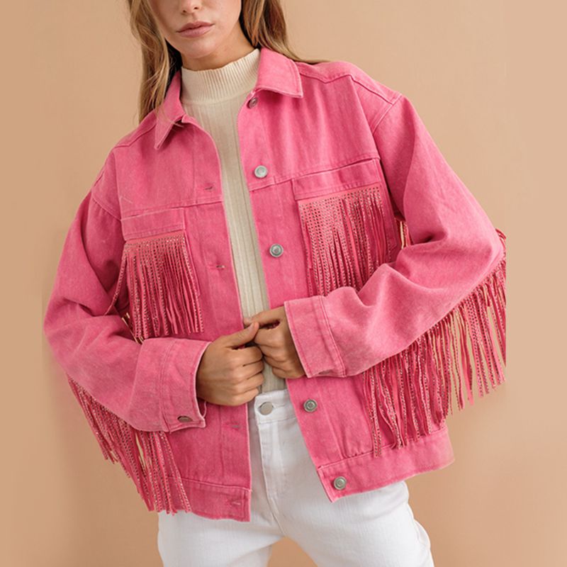 Fringe Detail Dropped Shoulder Denim Jacket - Guy Christopher