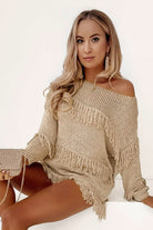 Fringe Detail Long Sleeve Sweater - Guy Christopher