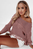 Fringe Detail Long Sleeve Sweater - Guy Christopher