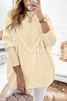 Fringe Detail Mock Neck Sweater - Guy Christopher