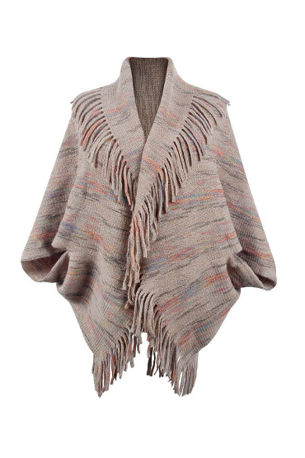 Fringe Detail Printed Poncho - Guy Christopher