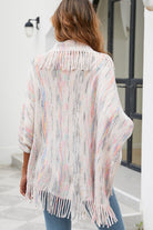 Fringe Detail Printed Poncho - Guy Christopher