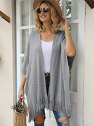 Fringe Hem Open Front Cardigan - Guy Christopher