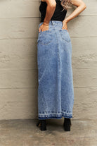 Front Slit Maxi Denim Skirt - Guy Christopher