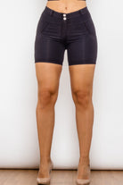 Full Size Buttoned Skinny Denim Shorts - Guy Christopher