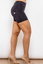 Full Size Buttoned Skinny Denim Shorts - Guy Christopher