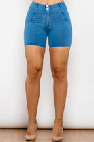 Full Size Buttoned Skinny Denim Shorts - Guy Christopher