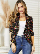 Full Size Floral Print Collared Neck Jacket - Guy Christopher