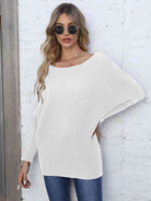 Full Size Horizontal Ribbing Dolman Sleeve Sweater - Guy Christopher