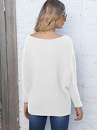 Full Size Horizontal Ribbing Dolman Sleeve Sweater - Guy Christopher