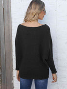 Full Size Horizontal Ribbing Dolman Sleeve Sweater - Guy Christopher