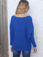 Full Size Horizontal Ribbing Dolman Sleeve Sweater - Guy Christopher