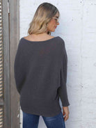 Full Size Horizontal Ribbing Dolman Sleeve Sweater - Guy Christopher