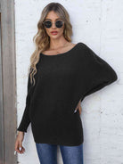 Full Size Horizontal Ribbing Dolman Sleeve Sweater - Guy Christopher