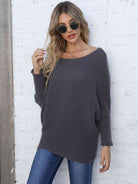 Full Size Horizontal Ribbing Dolman Sleeve Sweater - Guy Christopher