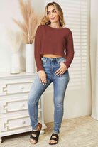 Full Size Long Sleeve Cropped Top - Guy Christopher