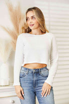 Full Size Long Sleeve Cropped Top - Guy Christopher