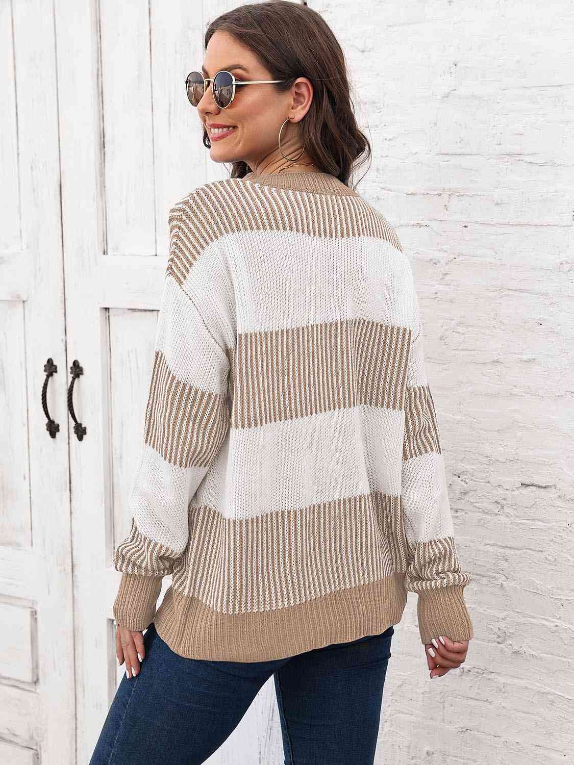 Full Size Round Neck Drop Shoulder Sweater - Guy Christopher