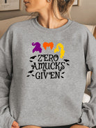 Full Size Round Neck Long Sleeve ZERO AMUCKS GIVEN Graphic Sweatshirt - Guy Christopher