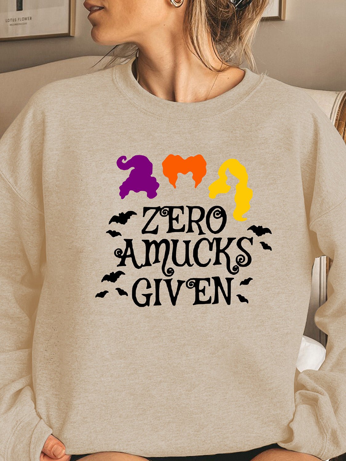 Full Size Round Neck Long Sleeve ZERO AMUCKS GIVEN Graphic Sweatshirt - Guy Christopher