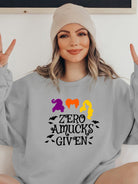 Full Size Round Neck Long Sleeve ZERO AMUCKS GIVEN Graphic Sweatshirt - Guy Christopher