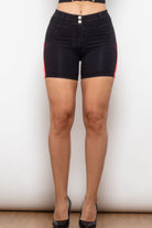 Full Size Side Stripe Buttoned Denim Shorts - Guy Christopher