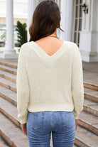 Full Size V-Neck Raglan Sleeve Sweater - Guy Christopher