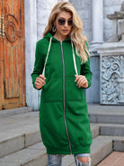 Full Size Zip-Up Longline Hoodie with Pockets - Guy Christopher