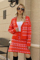 Geometric Button Front Cardigan and Skirt Set - Guy Christopher