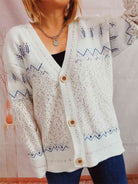Geometric Button Front Long Sleeve Cardigan - Guy Christopher