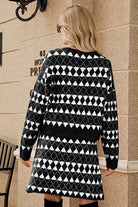 Geometric Dropped Shoulder Cardigan and Knit Skirt Set - Guy Christopher